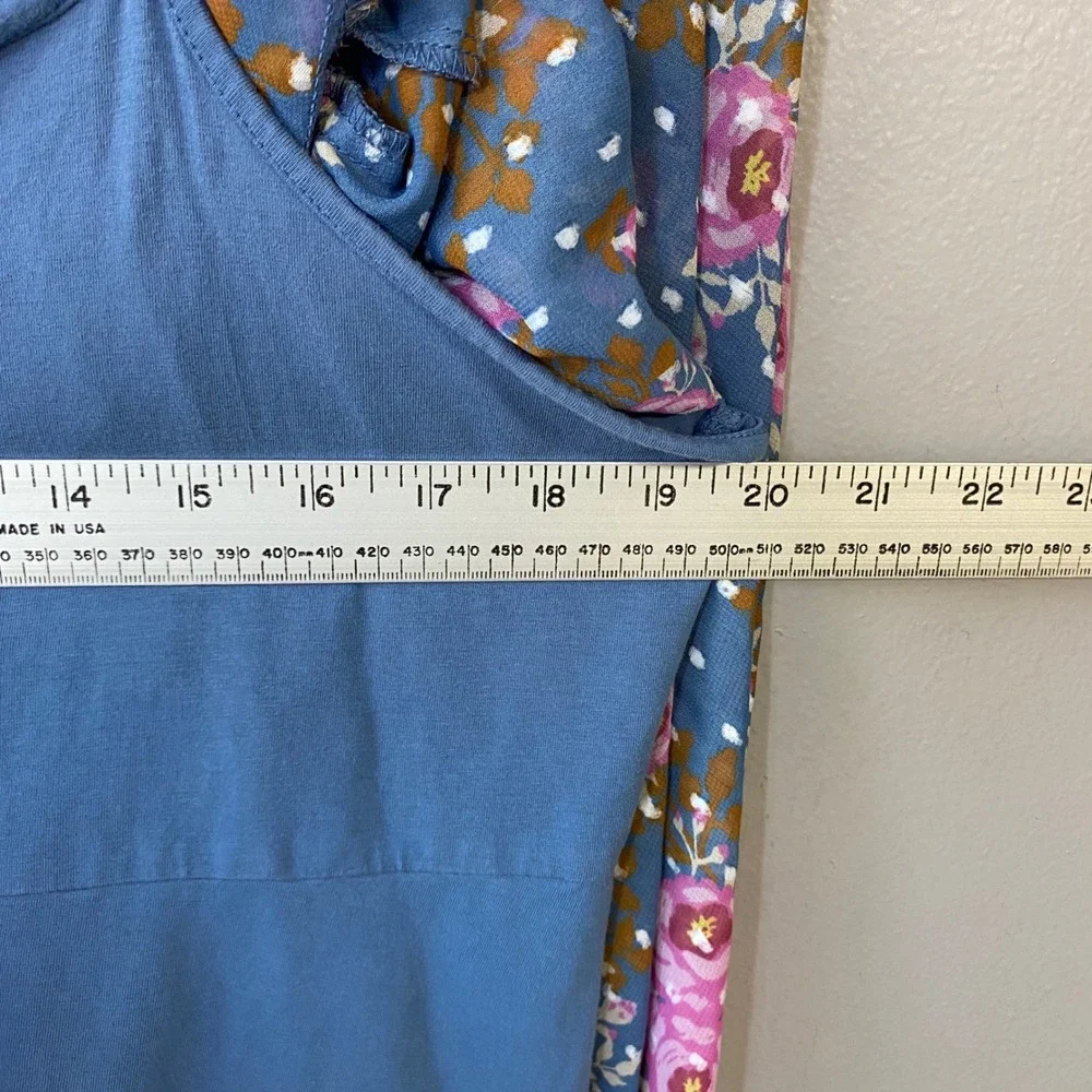 Matilda Jane To the Nines Blue Pink Floral Clip Dot Babydoll Dress XL Womens
